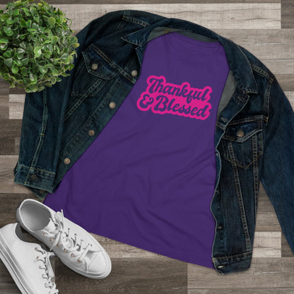 Thankful Blessed Relaxed Fit Premium T-shirt - Gratitude-Inspired Christian Apparel - BlessedYes Boutique