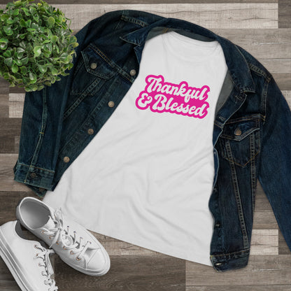 Thankful Blessed Relaxed Fit Premium T-shirt - Gratitude-Inspired Christian Apparel - BlessedYes Boutique